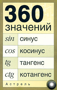 360 значений синуса, косинуса, тангенса, котангенса Издательства: АСТ, Астрель, 2006 г Мягкая обложка, 16 стр ISBN 5-17-036433-4, 5-271-13957-3 Тираж: 5000 экз инфо 12714b.